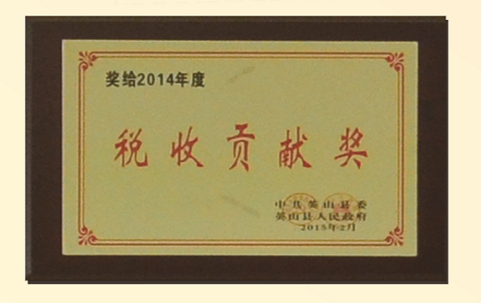 2014年度 税收贡献奖